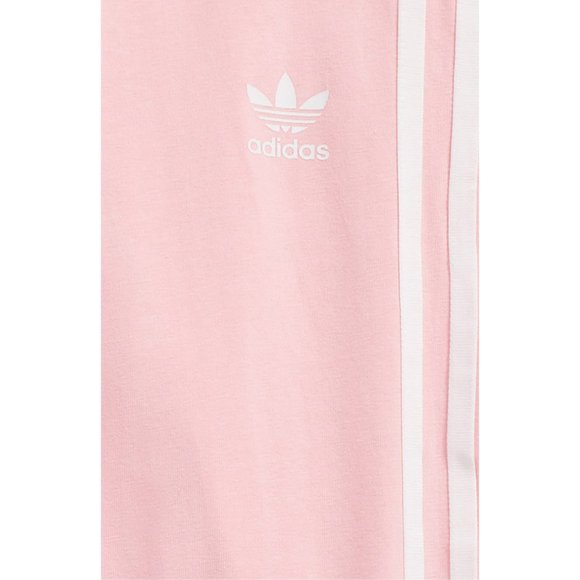 NWT Big Girls Size Large Adidas Pink White 3 Stripe Leggings NEW - Picture 2 of 4